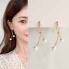 Alloy Knot Faux Pearl Dangle Earring