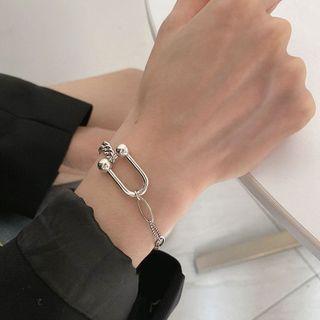 U Shape Sterling Silver Bracelet Silver - One Size