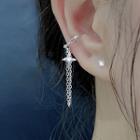 Star Chained Alloy Earring 1pc - Silver - One Size