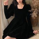 Long-sleeve Puffy Mini A-line Dress