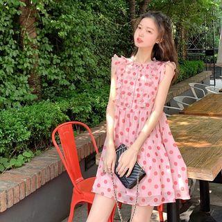 Dot Sleeveless Dress Pink - One Size