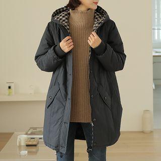 Hooded Check-lining Safari Coat