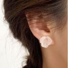 Rose Acrylic Earring Type A - 1 Pair - White - One Size