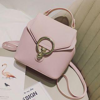 Faux-leather Hoop Accent Backpack