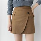 Wrap-front Flap-detail Skirt
