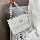 Faux Pearl Quilted Chain Crossbody Bag