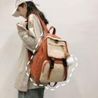 Set: Velvet Color Panel Backpack + Bag Charm