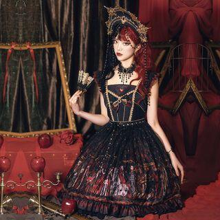 Strappy Print A-line Dress / Headpiece / Bracelet / Set