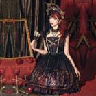 Strappy Print A-line Dress / Headpiece / Bracelet / Set