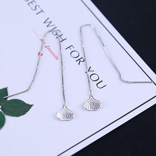Ginkgo Leaf Threader Earring 1 Pair - Ginkgo Leaf - Silver - One Size