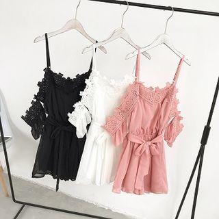 Lace Panel Spaghetti Strap Playsuit