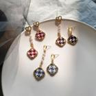 Non-matching Faux Pearl Tweed Square Dangle Earring