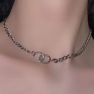 Rhinestone Loop Chain Choker Silver - One Size