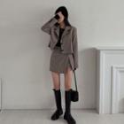 Houndstooth Set: Cropped Jacket + Wrap Skort One Size