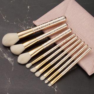 Set Of 9: Makeup Brush Set Of 9 - With Pink Case - Snowflake Pink - One Size