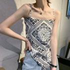 Spaghetti Strap Paisley Print Tie-back Top