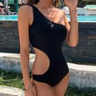 One-shoulder Cut-out Open-back Swimsuit