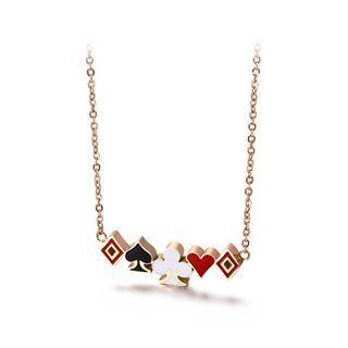 Fashion Creative Plated Rose Gold Playing Cards Color 316l Stainless Steel Necklace Rose Gold - One Size