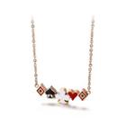 Fashion Creative Plated Rose Gold Playing Cards Color 316l Stainless Steel Necklace Rose Gold - One Size