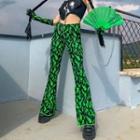Print High-waist Boot-cut Pants