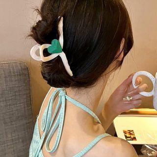 Heart Hair Clamp Yellow & Green - One Size