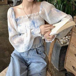 Smocked Blouse Blue - One Size