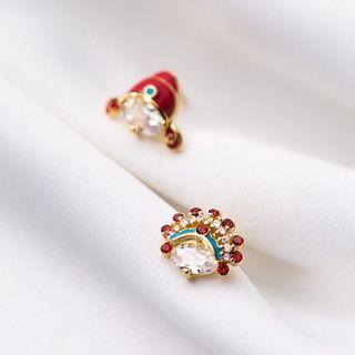 Chinese Opera Rhinestone Sterling Silver Stud Earring