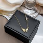 Butterfly Shell Pendant Alloy Necklace X764 - Gold - One Size