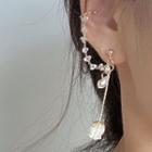 Flower Drop Earring 0894a - 1 Pc - Silver Needle - Gold - One Size