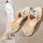 Dotted Bow-accent Square-toe Flats