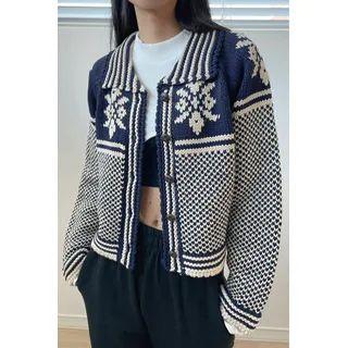 Collared Pattered Cardigan