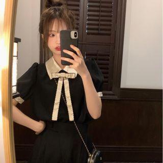 Short-sleeve Ribbon Top / Shorts / Dress