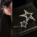 Star Rhinestone Cuff Earring 1 Pc - Left Ear - Silver - One Size