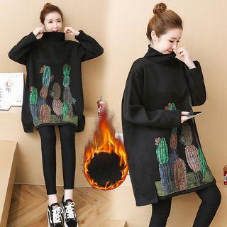 Turtleneck Cactus Print Mini Pullover Dress