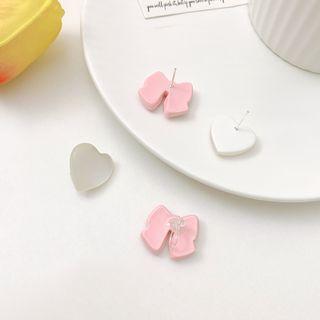 Bow Heart Asymmetrical Alloy Earring