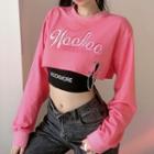 Set: Lettering Crop Camisole Top + Lettering Chained Sweatshirt