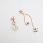 Floral Rhinestone Non-matching Earrings