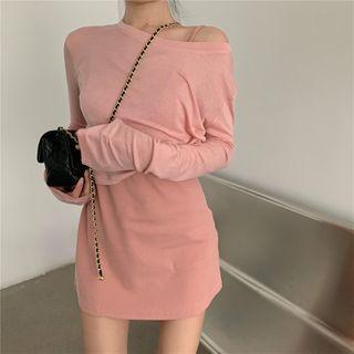 Plain Strappy Dress / Long-sleeve Top