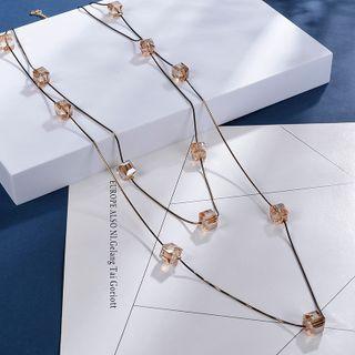 Faux Crystal Cube Alloy Necklace