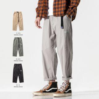 High-waist Applique Straight Cut Pants