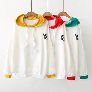 Contrast Trim Letter Print Hoodie