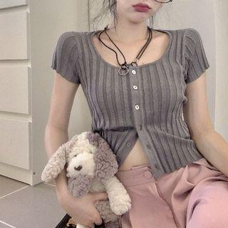 U-neck Knit Cropped Top