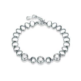 925 Sterling Silver Simple Elegant Oval Cubic Zircon Bracelet Silver - One Size