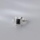 Rhinestone Ring 1 Pc - Black & Silver - One Size