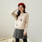 Rosette-pattern Wool Blend Sweater