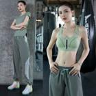 Set: Plain Sport Bralette + Short Sleeve Sport Top + Sweatpants