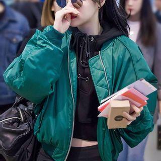 Lace-up Cropped Top / Padded Jacket