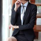 Set: Plain Blazer + Work Shirt + Pencil Skirt + Dress Pants + Vest