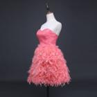 Strapless Sequined Feather Mini Prom Dress