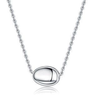 Bling Bling Platinum Plated 925 Silver Round Oval Bead Necklace